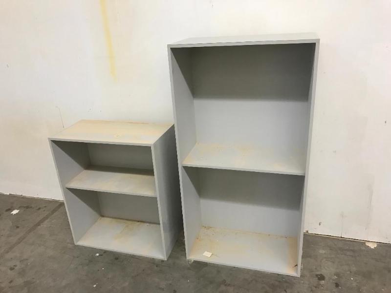 lot 122 image: (2) Gray Shelves 27&quotx 14" x 51-12 ...