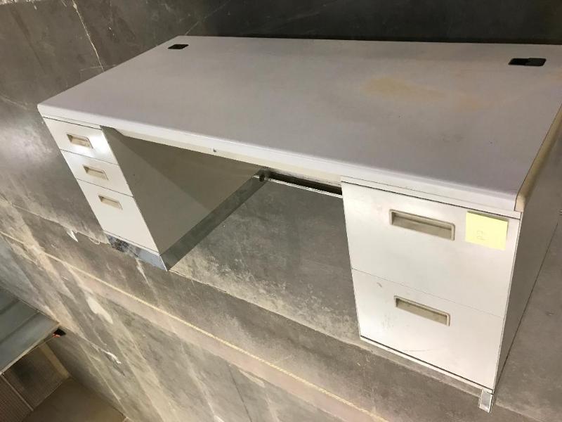 lot 189 image: 5-Drawer Metal Desk. Chrome Finished Base &nb...