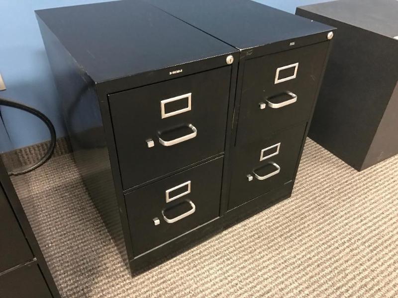 lot 40C image: (2) Hon 2-Door Black letter Size File Cabinet...