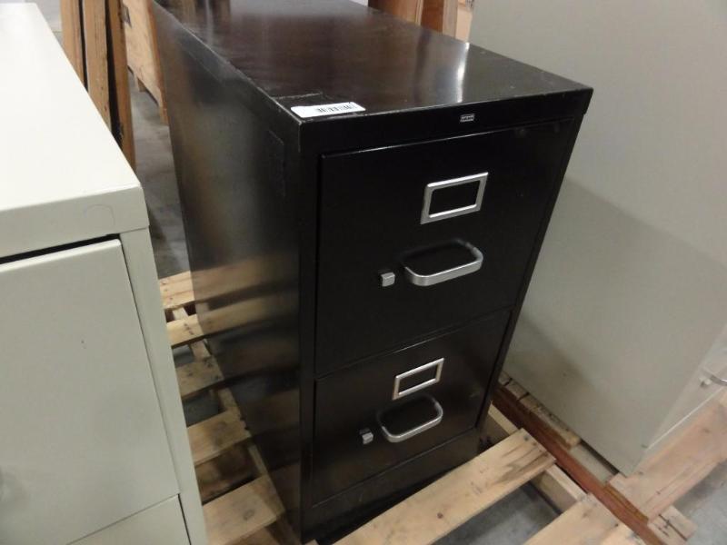 lot 44 image: Black Tan Metal 2-Door file cabinet Letter si...