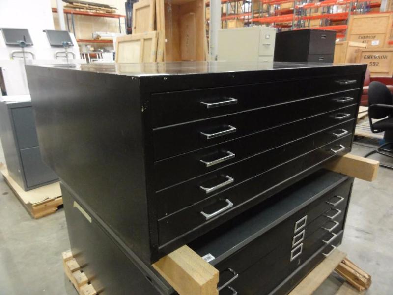 lot 50 image: Metal 5-Drawer Flat File Blueprint cabinet 46...