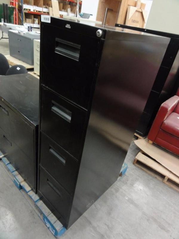lot 55 image: Hon Black Metal 4-Door Letter Size File Cabin...