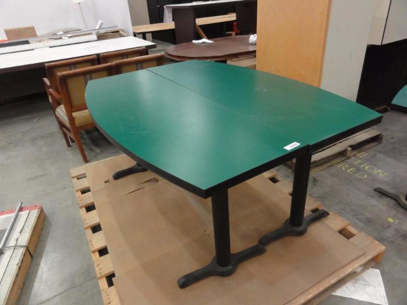 lot 57 image: (2) Green Tables. 18" at each end & ...