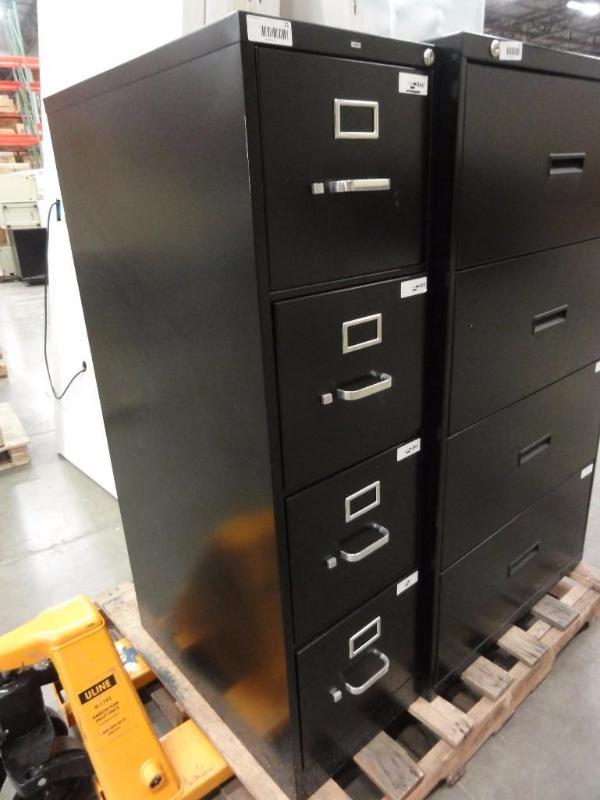 lot 61 image: Hon Black Metal 4-Door file cabinet Letter si...