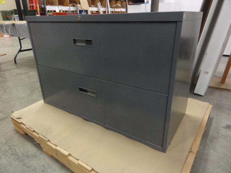 lot 63 image: Gray Metal 2-Door lateral file cabinet Legal ...