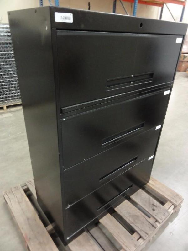 lot 66 image: Black Metal 5-drawer lateral file cabinet Let...