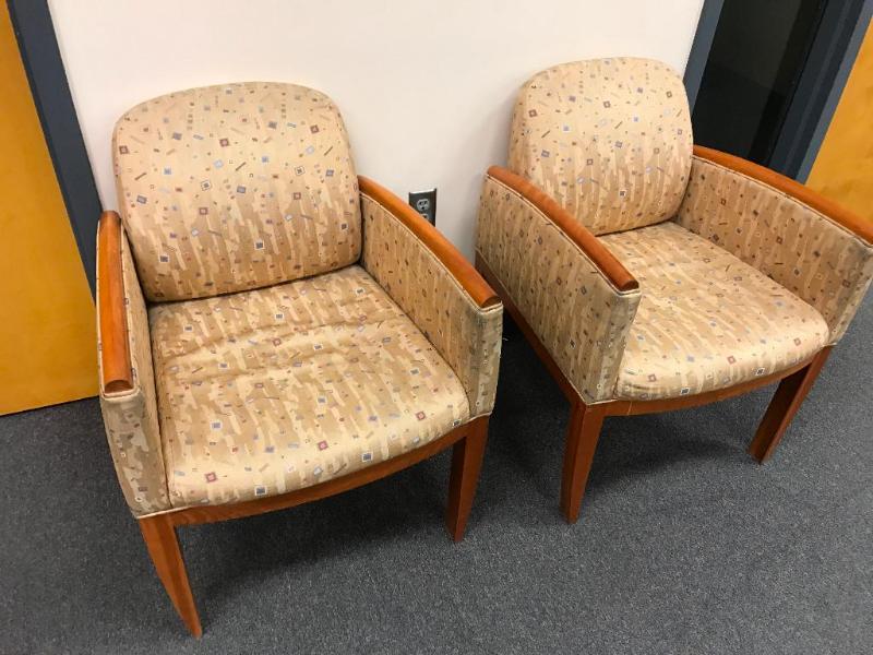 lot 71 image: (2) Tuohy&nbsppadded chairs...