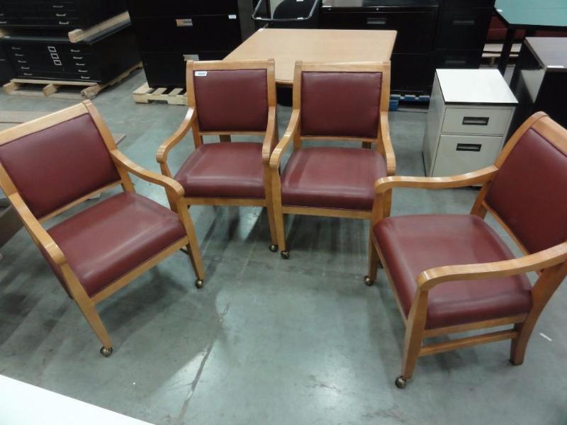 lot 73 image: (4) Flexsteel Vinyl Chairs with front casters...