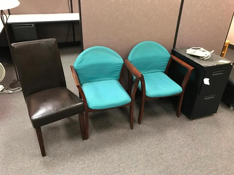 lot 80E image: (3) Chairs and a 2-Door file cabinet...