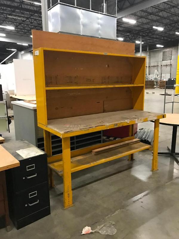 lot 8B image: Adjustable Height Heavy Duty Metal Frame Work...