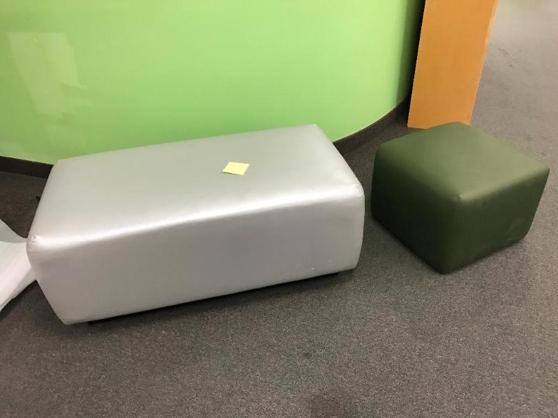 lot 98B image: (2) fabric covered ottomans or benches.  ...