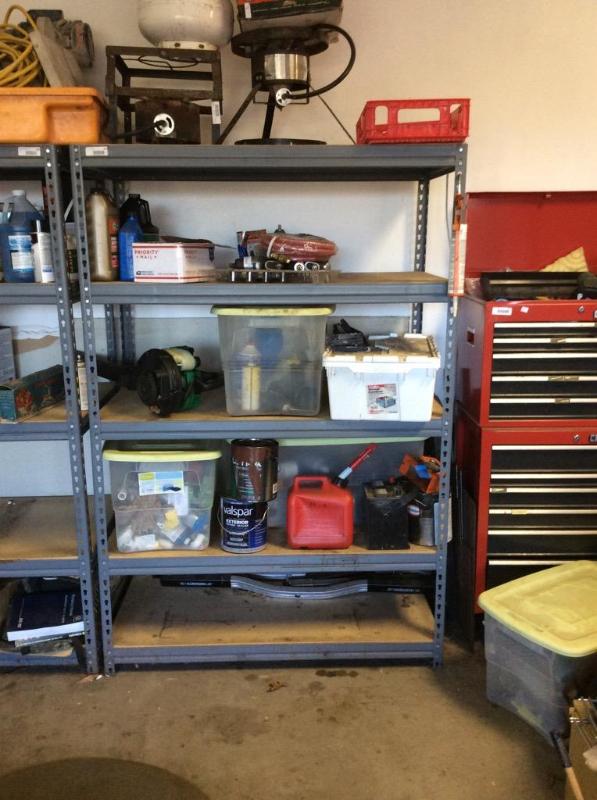 lot 104 image: Metal Storage shelf unit ONLY. 48.5L x 24.5w...