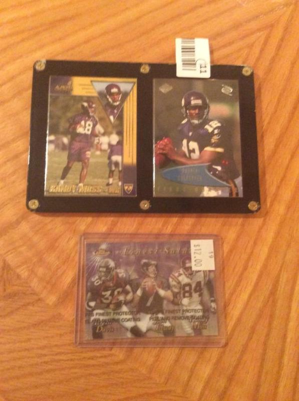 lot 11 image: Mint Lot of 3 Collectible High Value Football Cards - 1 Randy Moss, 1 Dante Culpepper, 1 (Terrell Davis, John Elway, Randy Moss)