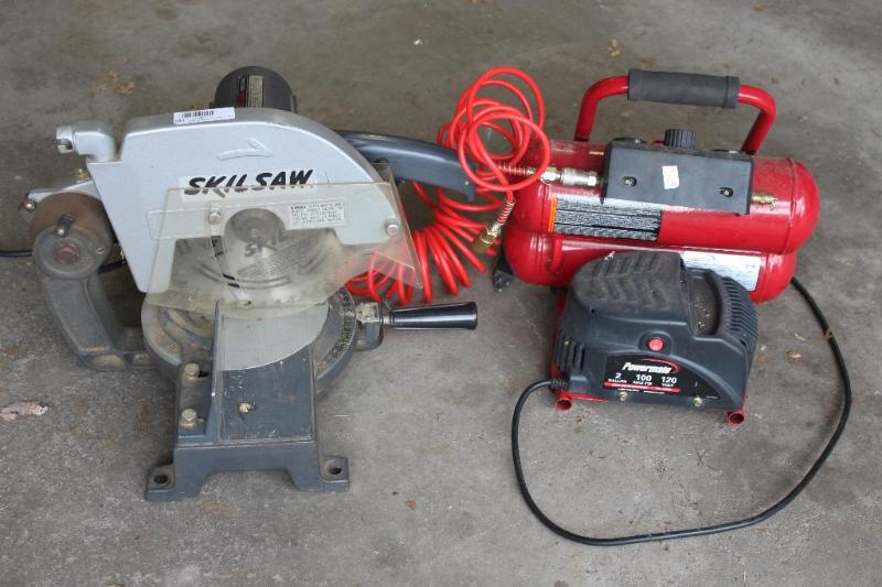 lot 116 image: Powermate Side Stack Air Compressor Skil Saw ...
