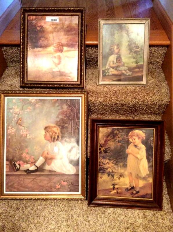 lot 134 image: 4 Vintage Framed Victorian era style Little ...