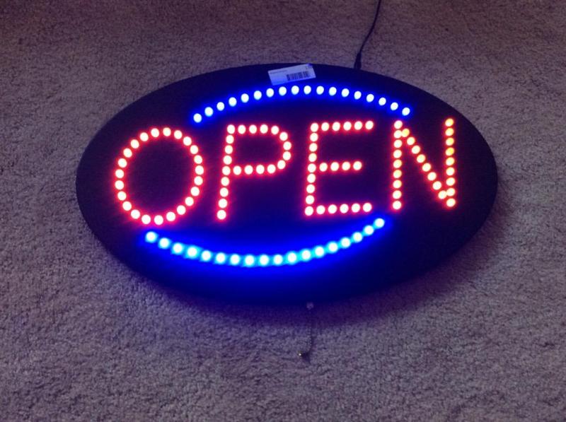 lot 136 image: Neon Oval OPEN Sign--Hangs, solid, and blinks...