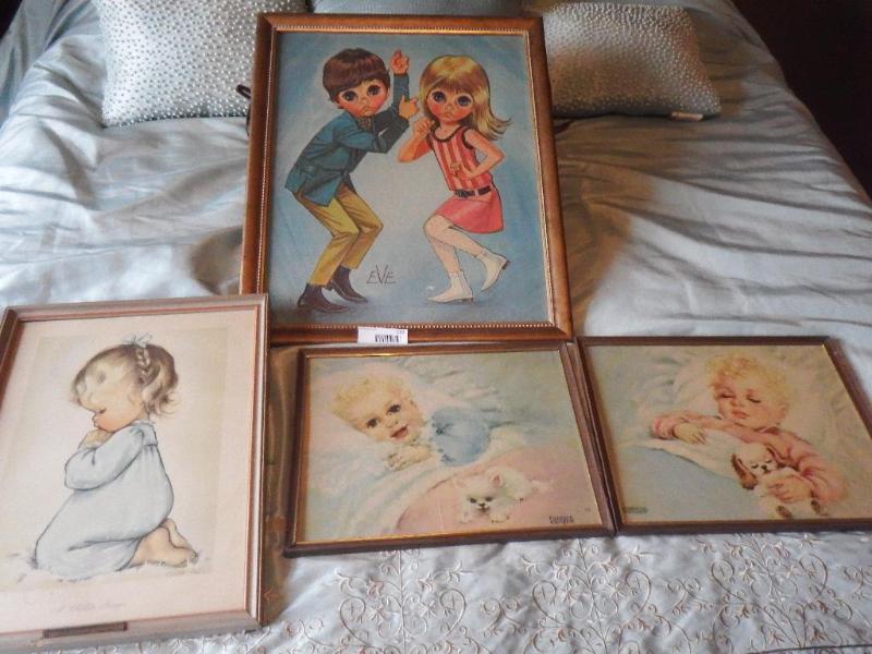 lot 163 image: Vintage framed art....