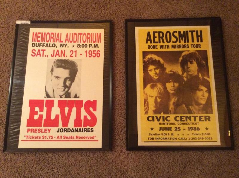lot 21 image: Lot of 2 Framed Concert Card stock posters - Elvis Presley & Aerosmith