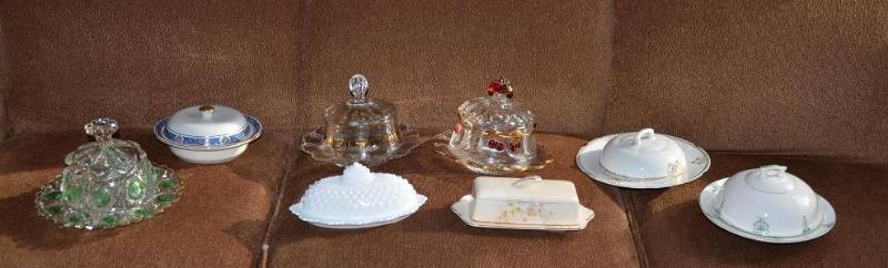 lot 59 image: Collectible butter dishes, porcelain, glass. ...