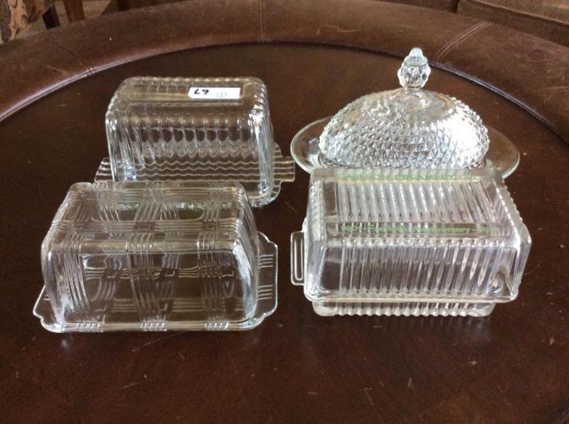 lot 67 image: Vintage 1lb glass covered butter dishes. &nbs...