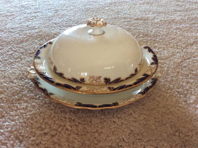 lot 68 image: Vintage porcelain covered butter dish. Marked...