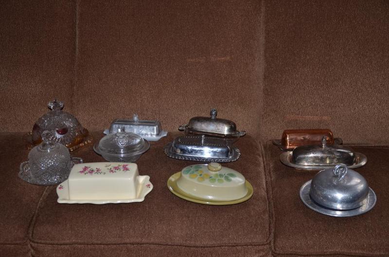 lot 75 image: Collectible butter dishes glass and metal...