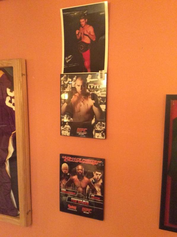 lot 9 image: 3 Signed Professional UFCMMA Fighter Pictures. Signatures Anderson Silva, Joe Lauzon, Chris Lytle, Marvin Blumer.