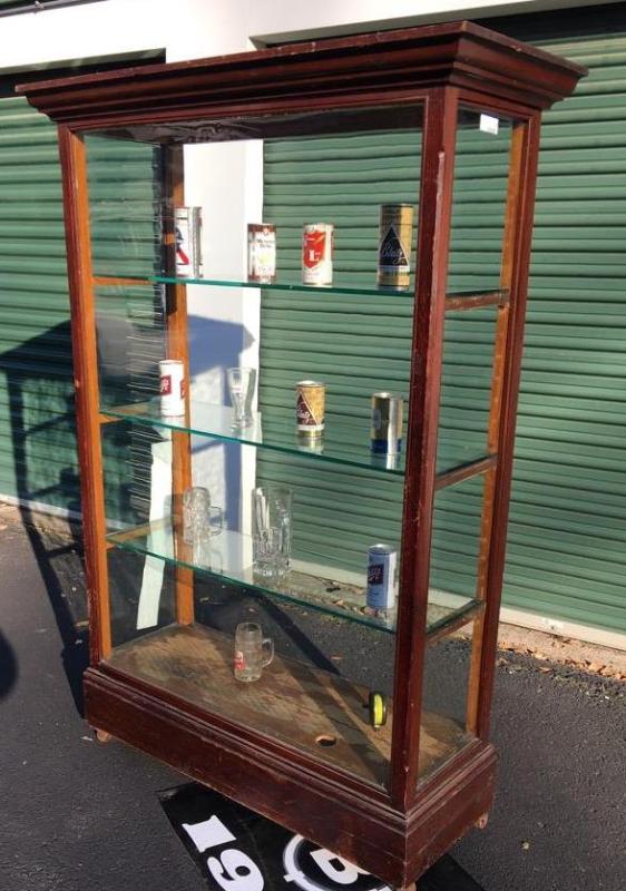 Antique glass shelf wood case. This is an awe...