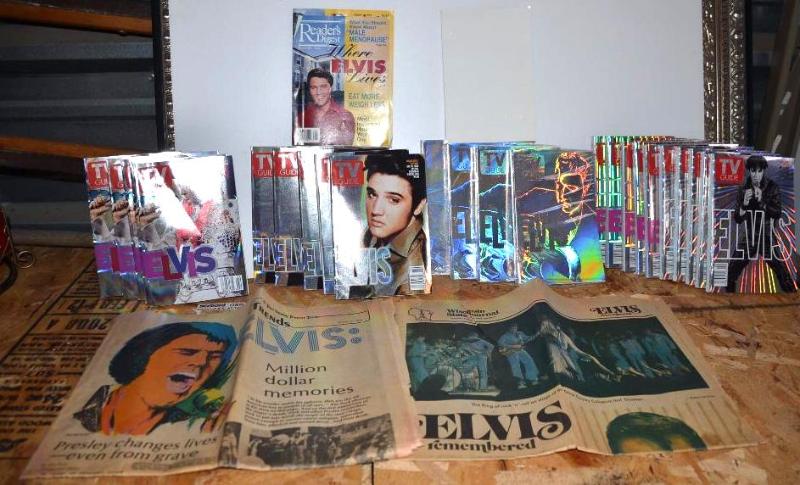 Large group of of Elvis TV Guides and a BEATL...