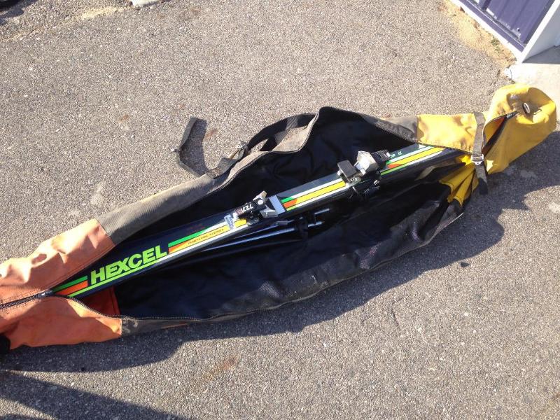 Skis and poles with bag
