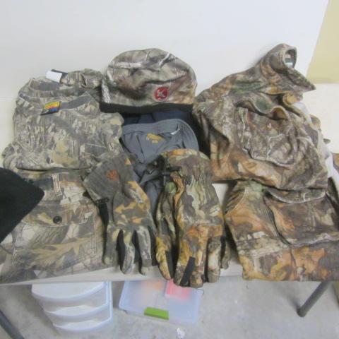 lot 141 image: Fleece & Camo Shirts, Pants, Hats