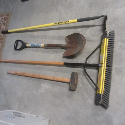 lot 177 image: Maul, Broom, Spade, Hoe