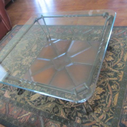lot 3 image: Glass Top Coffee Table