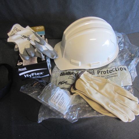 lot 91 image: Safety Helmet, Gloves, Glasses