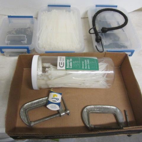 lot 97 image: C-Clamps, Zip Ties, Bungees