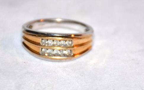 10K Gold &amp Diamond Ring. Diamond Tested W...