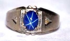 10K White Gold with Rare Blue Tiger Eye Stone...