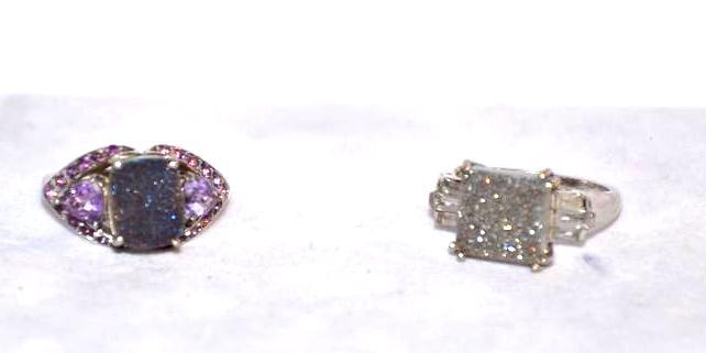 Two Sterling (.925) Rings with Druzy Custom m...