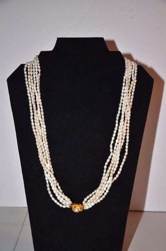 6 Strand Pearl Necklace approximatly 23 12 ...