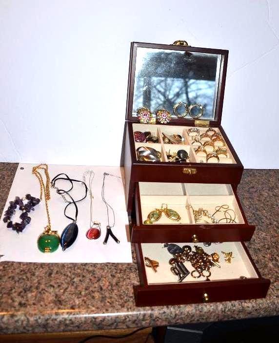 Jewelry box full of jewelry-some sterling sil...