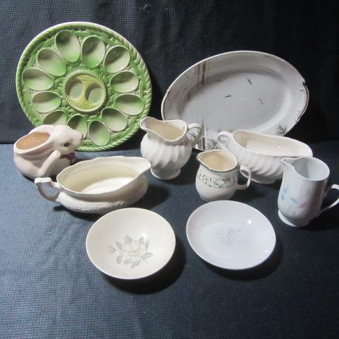 Egg Plate, Gravy Boat, Creamers