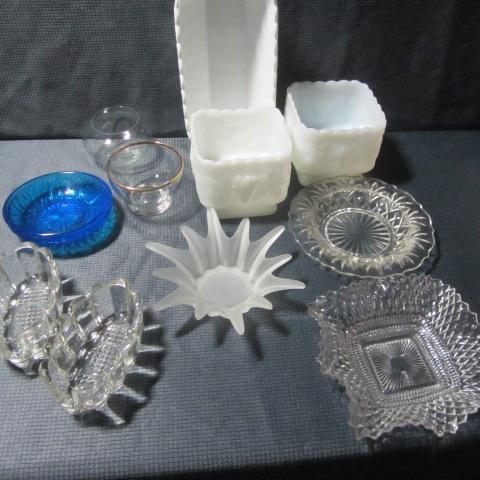Spoon Rests, Milk Glass & Blue