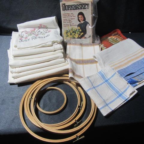 Embroidery Hoops, Dish Towels