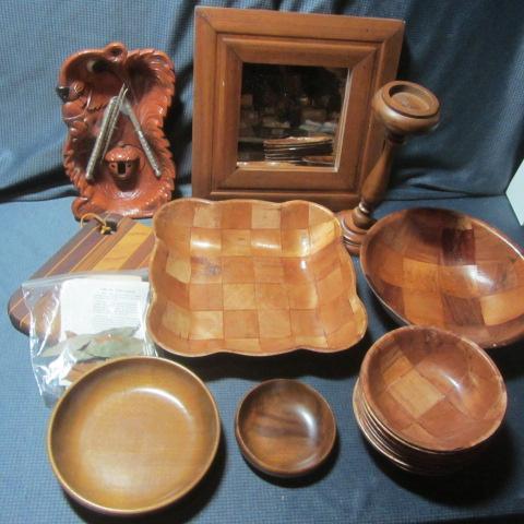 Mirror, Nut Dish, Myrtle Wood