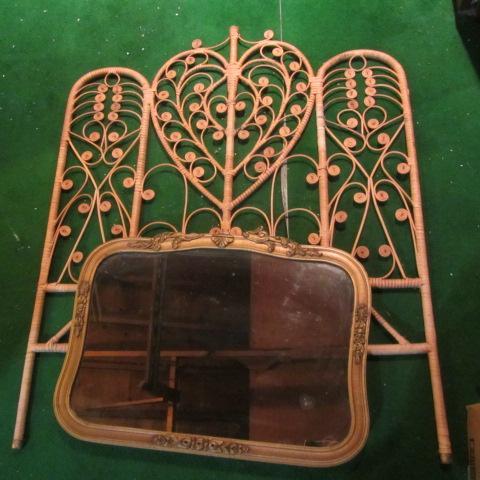 Vintage Mirror, Wicker Headboard