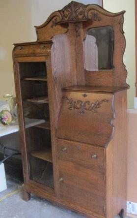 lot 2 image: Antique Oak Secretary