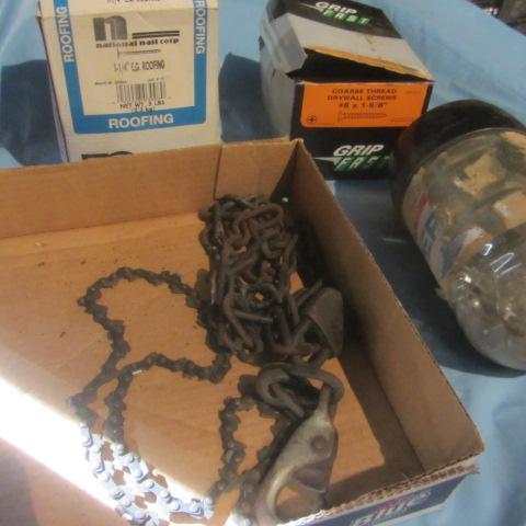 lot 34 image: Drywall Screws, Nails, Chain