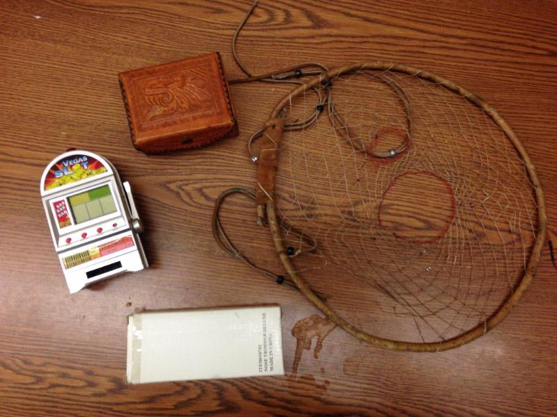Gambling game, leather case, nose trimmers, Dream Catcher