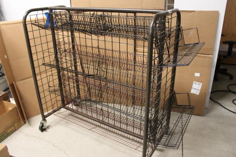 lot 23 image: Metal storage display rackshelf. Frame is ap...