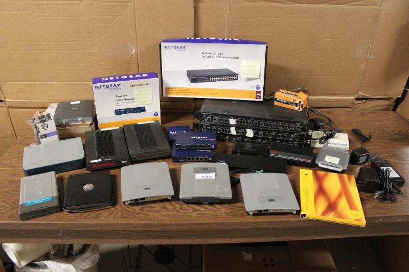 lot 33 image: Lot of misc routers, modems, wireless access ...